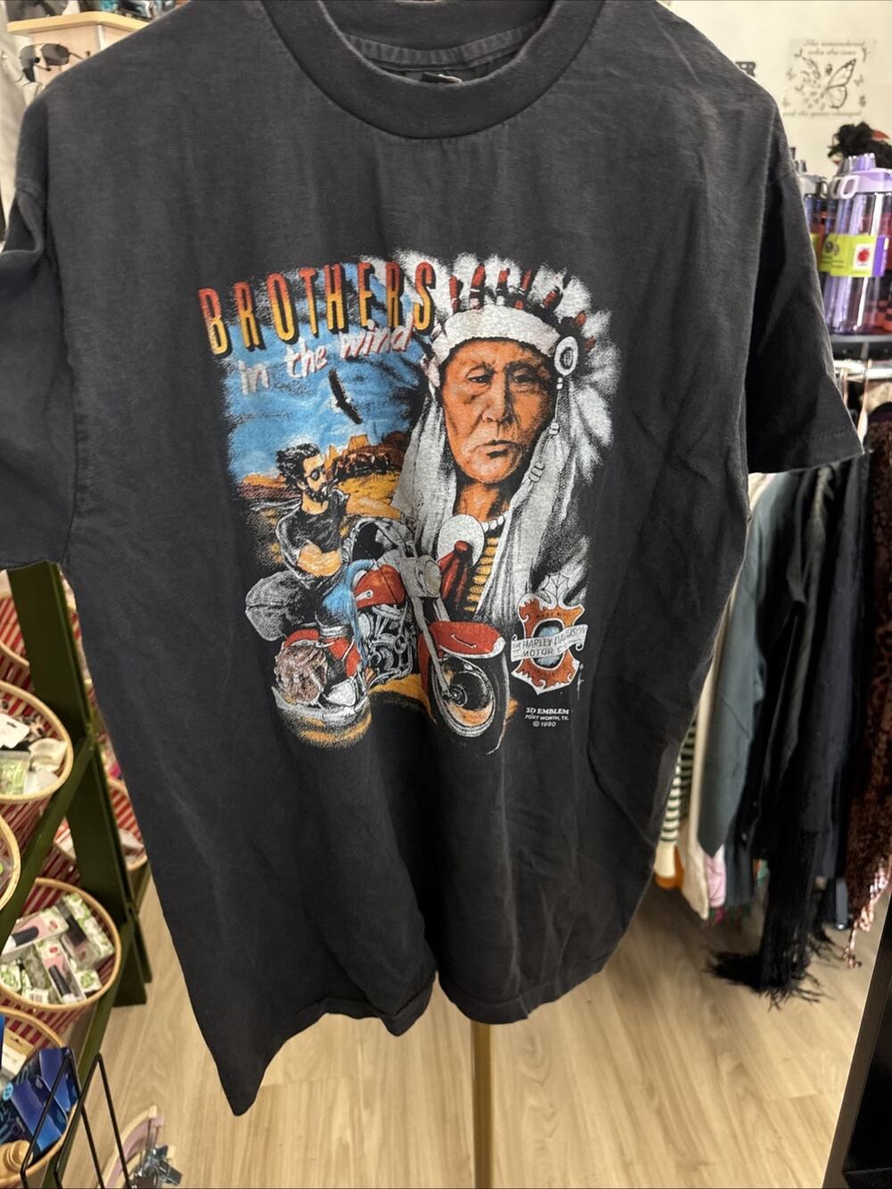 Vintage 1990 Harley-Davidson "Brothers in the Wind" Graphic T-Shirt